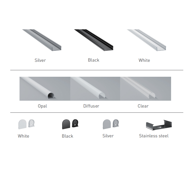 U Aluminum Channel LED Profile For 20mm Double Row LED Strip Lights U Aluminum Channel LED Profile For 20mm Double Row LED Strip Lights